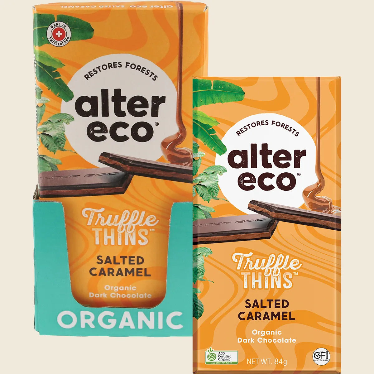 Chocolate Organic Salted Caramel Dark Truffle Thins 12x84g
