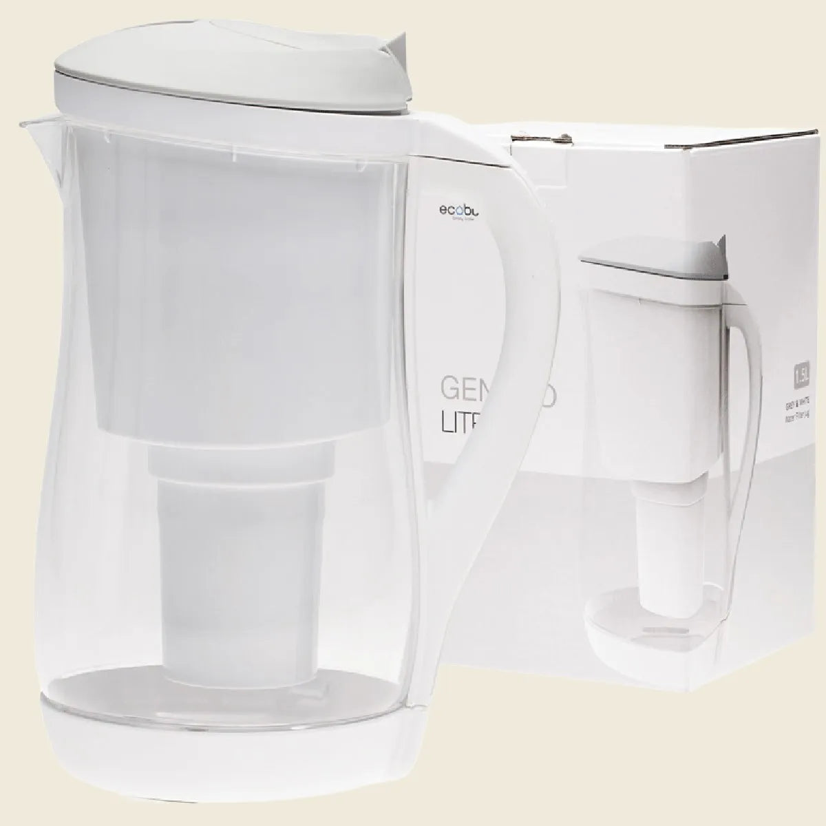 Gentoo Plastic Water Filter Jug Grey & White 1500ml