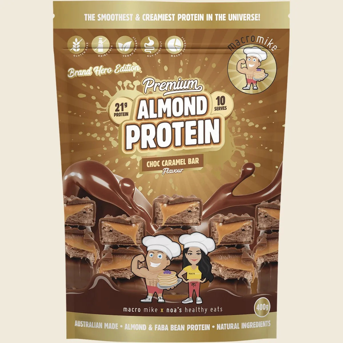 Premium Almond Protein Choc Caramel Bar 400g