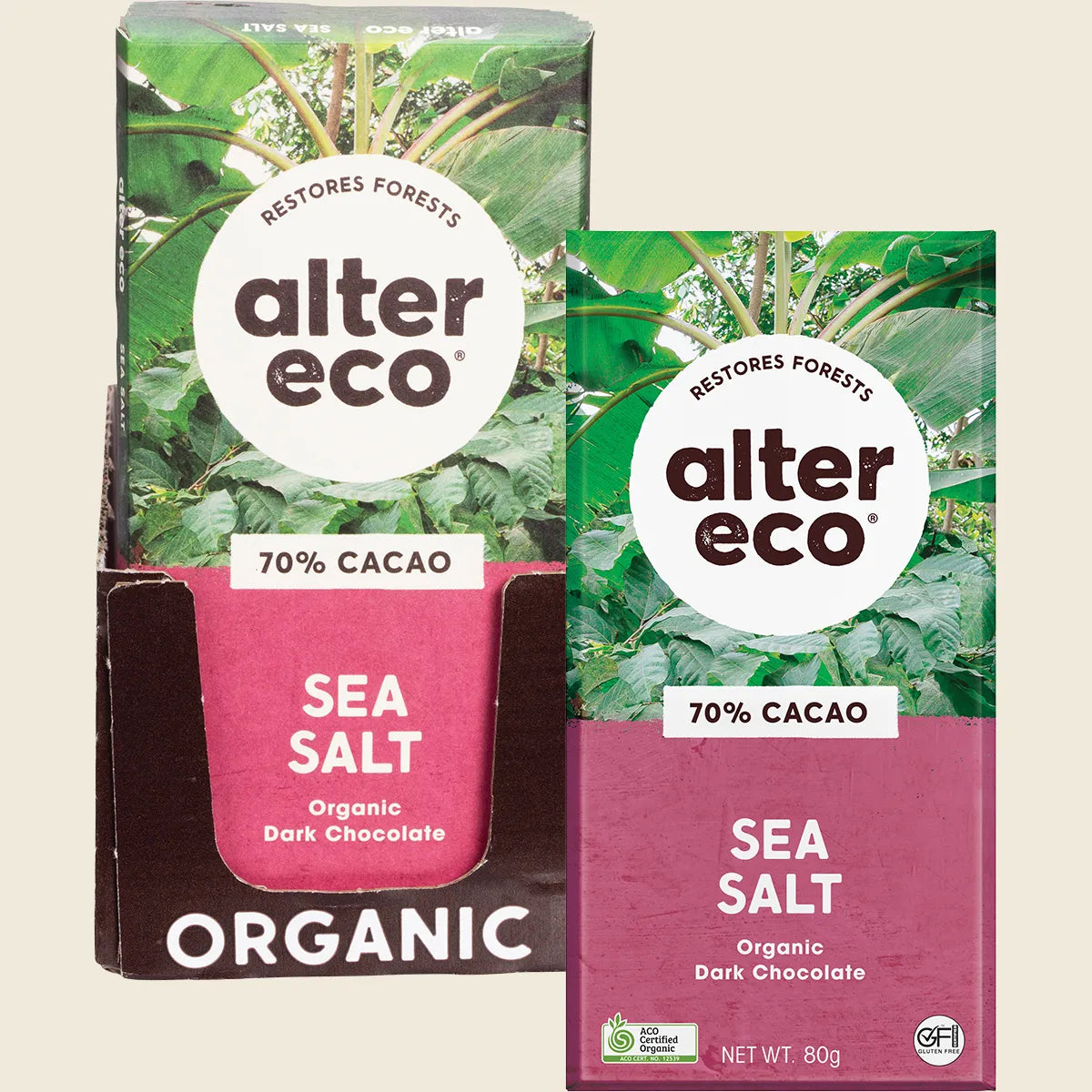 Alter Eco Chocolate Organic Dark Sea Salt 12x80g