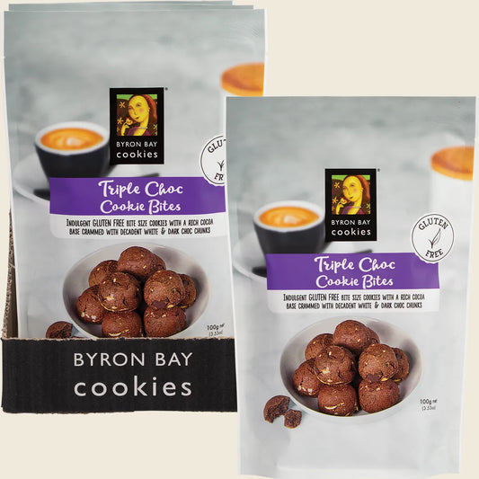 Byron Bay Cookies Gluten Free Cookie Bites Triple Choc Fudge 6x100g
