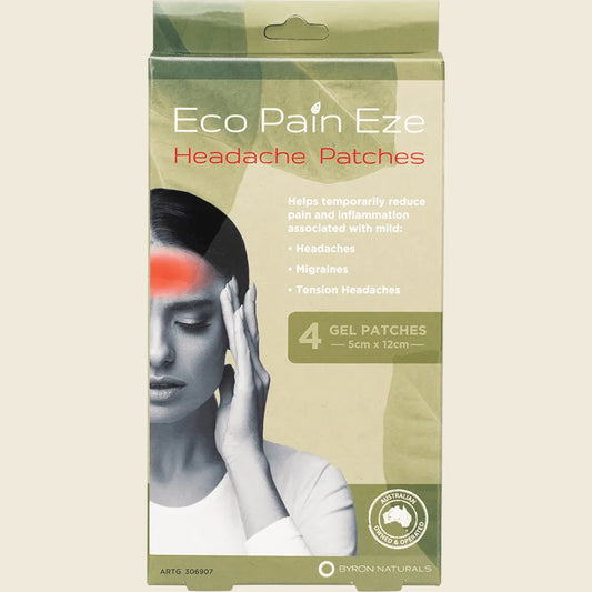 Byron Naturals With Eco Pain Headache Patches (gel Patches - 5cm X 12cm) X 4 Pack