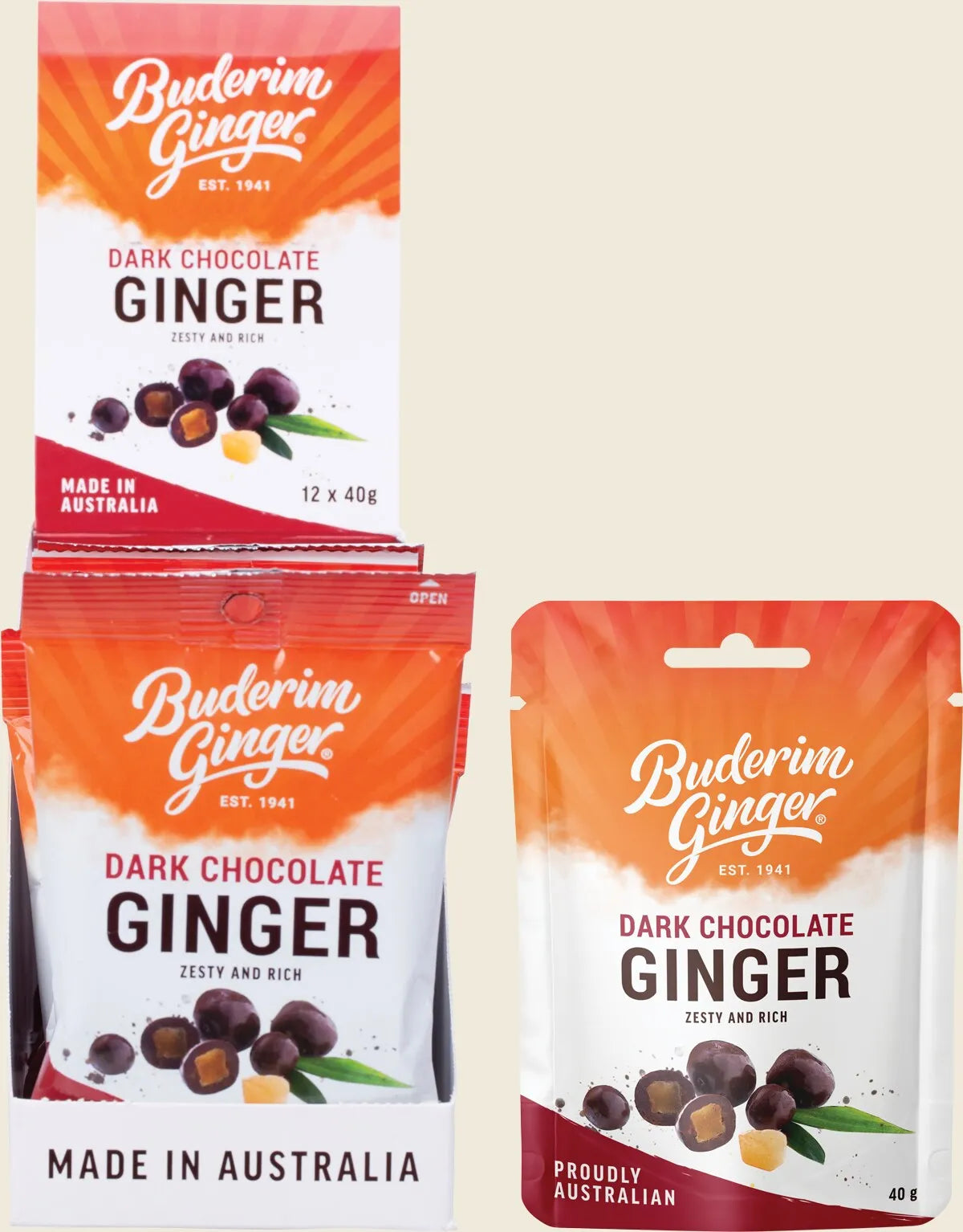 Dark Chocolate Ginger Zesty and Rich 12x40g