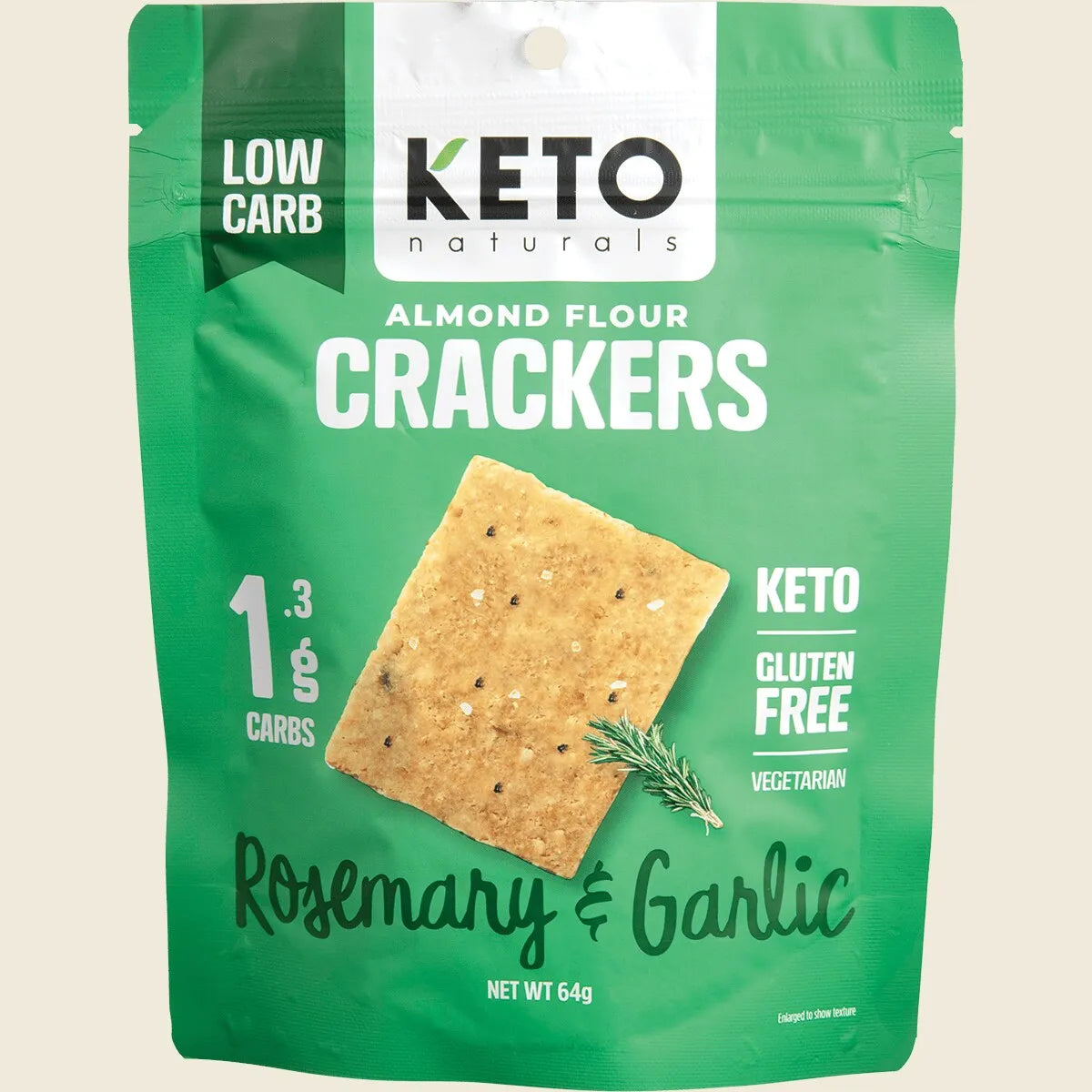 Almond Flour Crackers Rosemary & Garlic 8x64g
