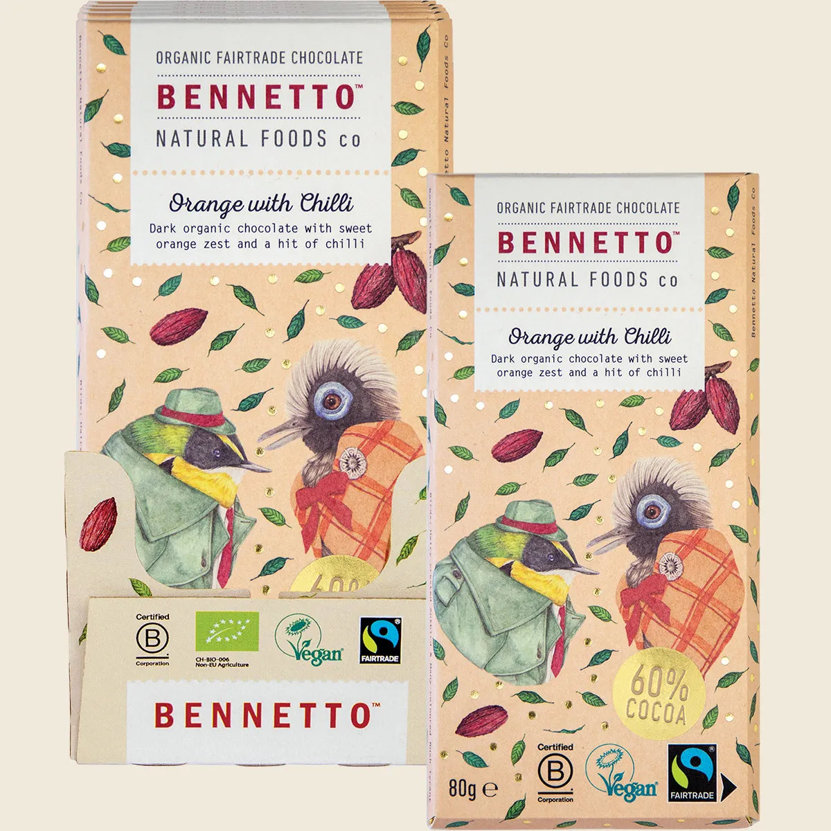 Bennetto Organic Dark Chocolate Orange with Chilli 12x80g