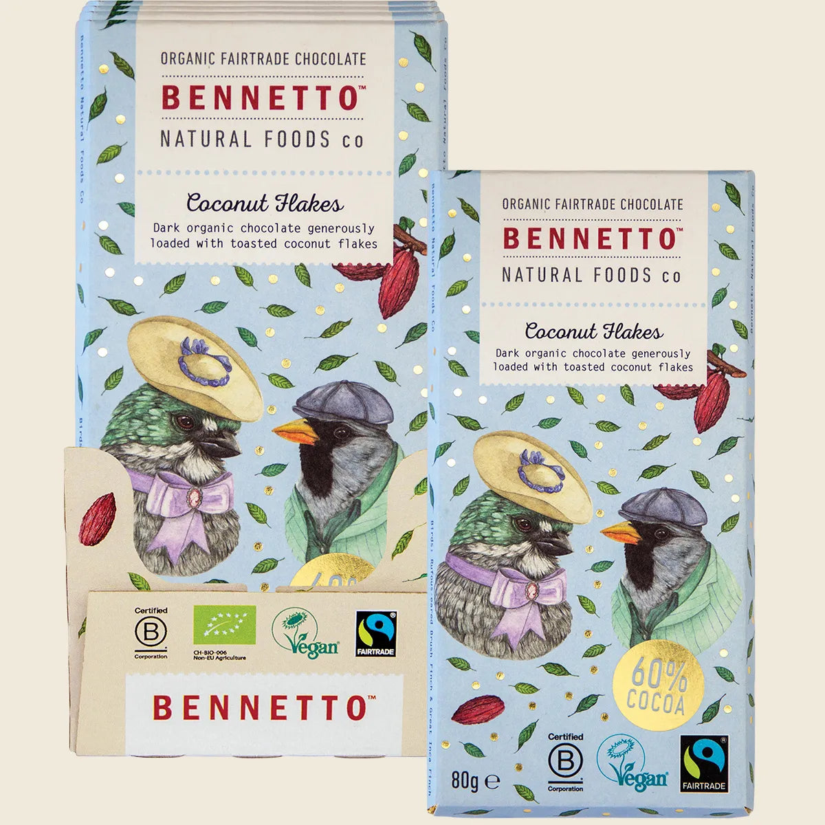 Bennetto Organic Dark Chocolate Coconut flakes 12x80g