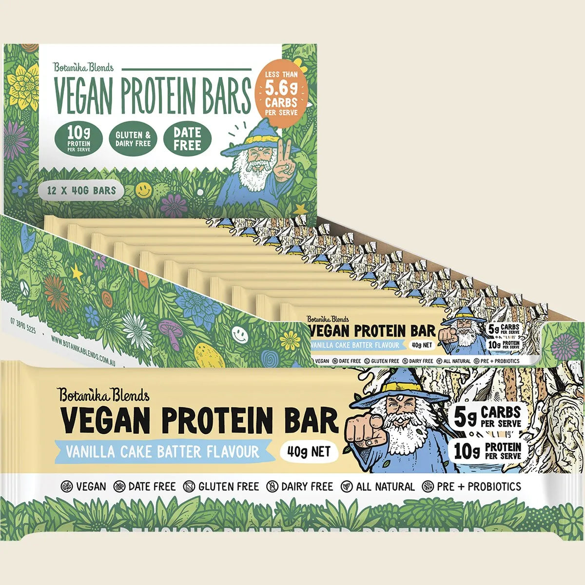 Botanika Blends Vegan Protein Bars Vanilla Cake Batter 12x40g