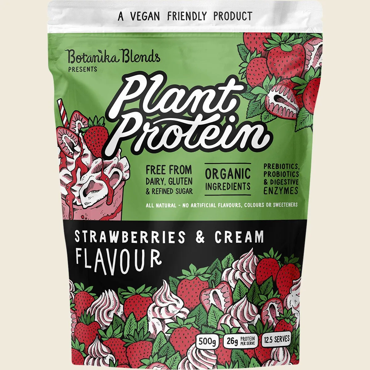 Plant Protein Strawberries & Cream 500g