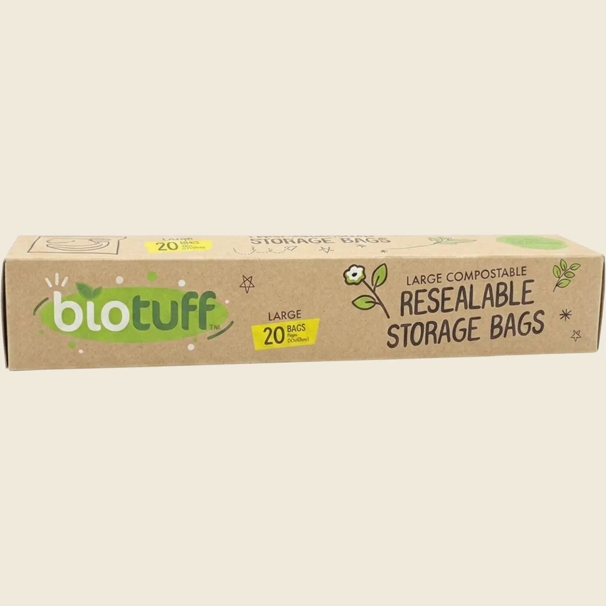 Biotuff Resealable Storage Bags 27x30cm 20pk