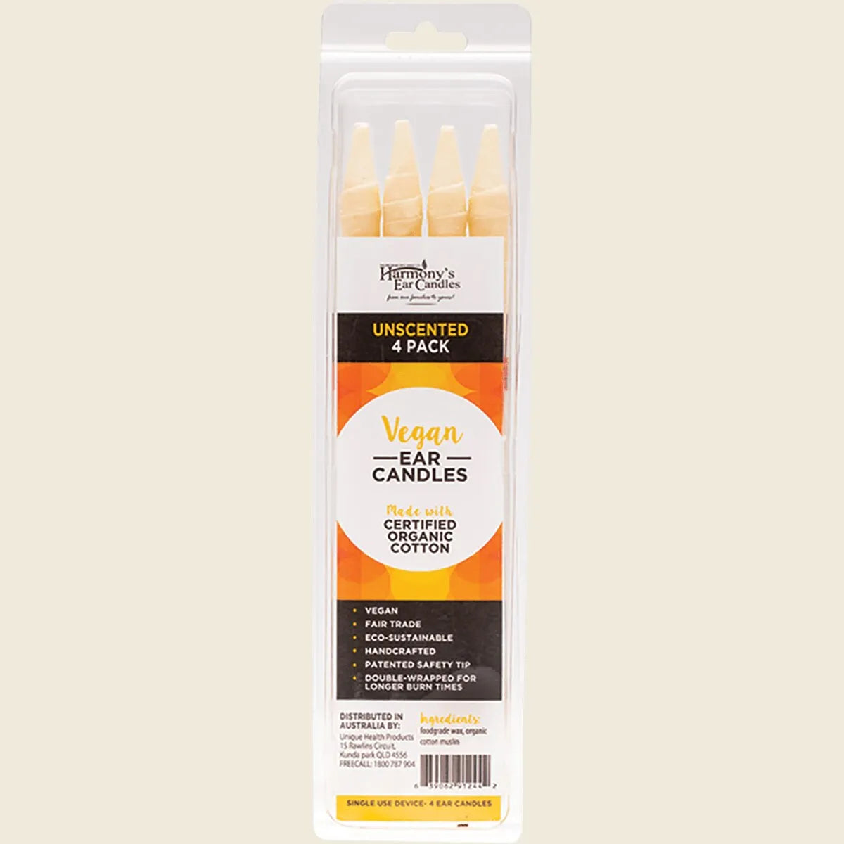 Vegan Ear Candles Unscented 4pk