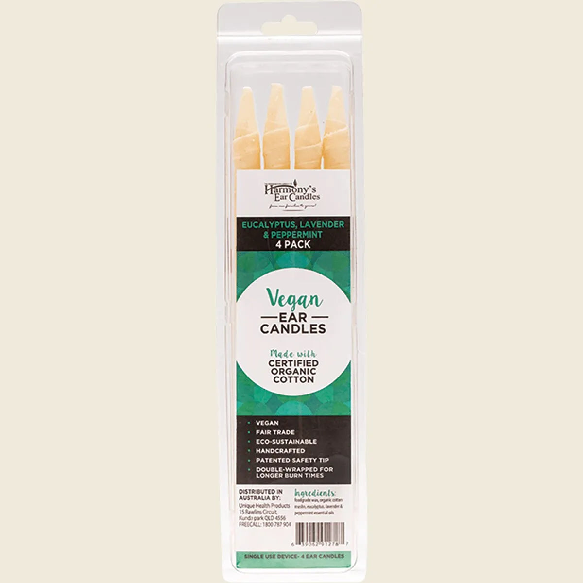 Vegan Ear Candles Eucalyptus, Lavender & Peppermint 4pk
