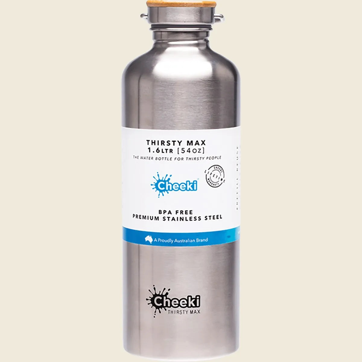 Cheeki Stainless Steel Bottle Thirsty Max Silver 1600ml