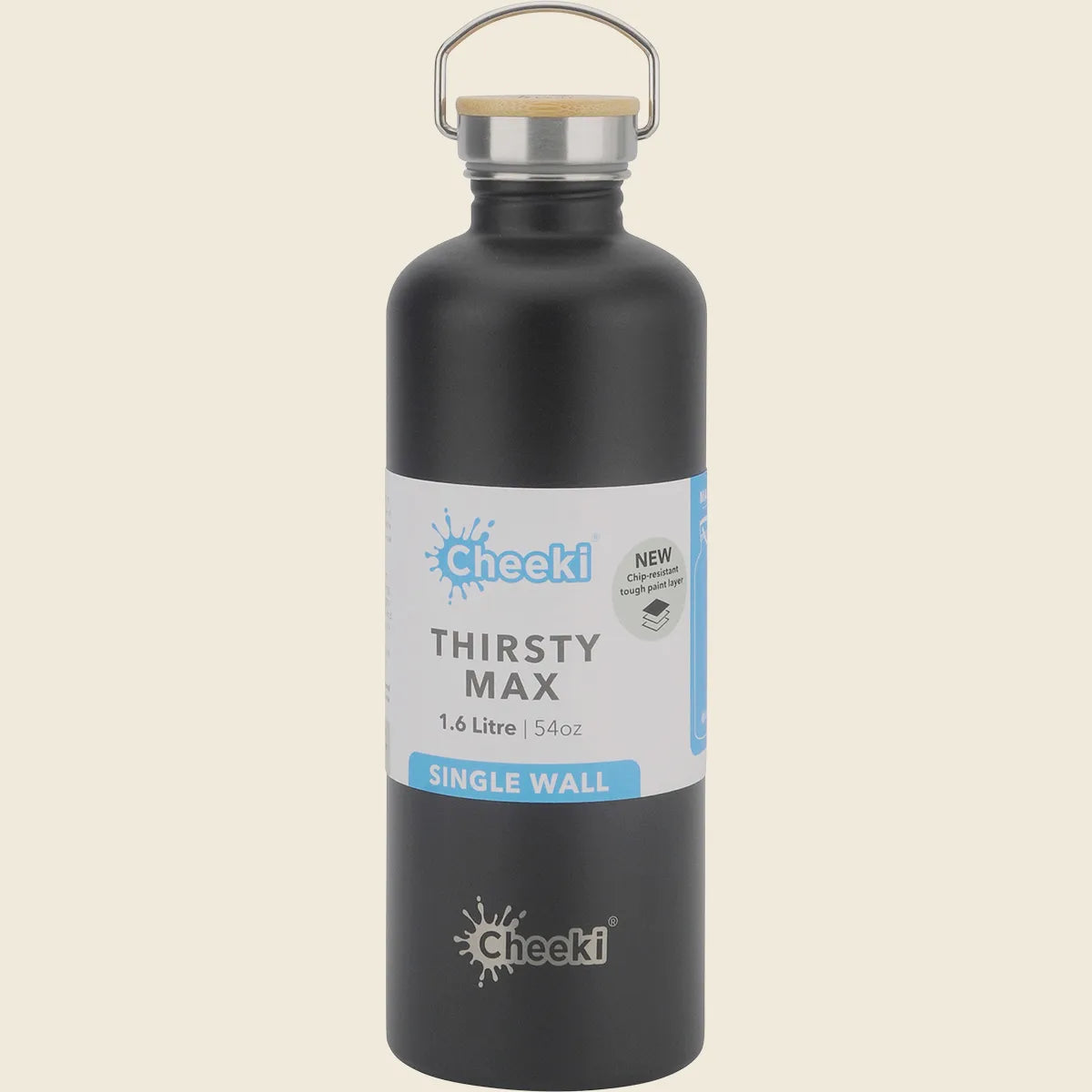 Cheeki Stainless Steel Bottle Matte Black 'Thirsty Max' 1600ml