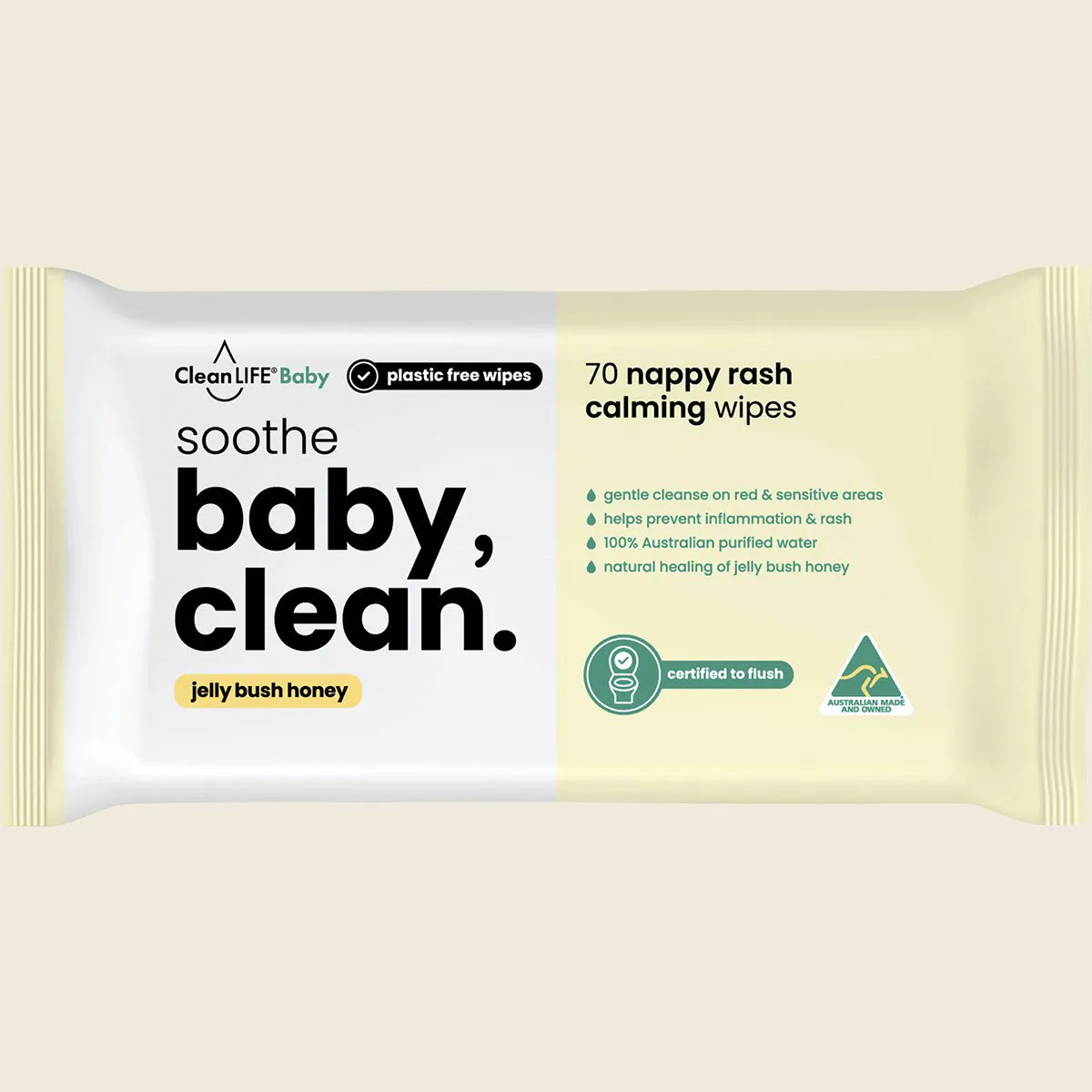 Cleanlife Baby Clean Soothe Flushable Plastic Free Wipes 70pk