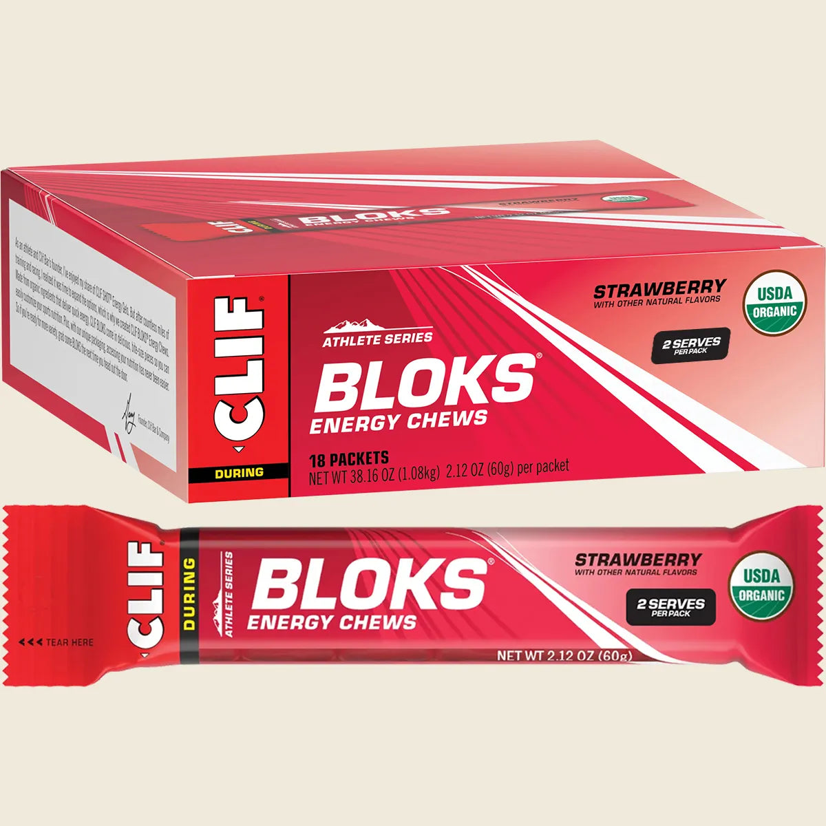 Clif Bloks Energy Chews Strawberry 18x60g
