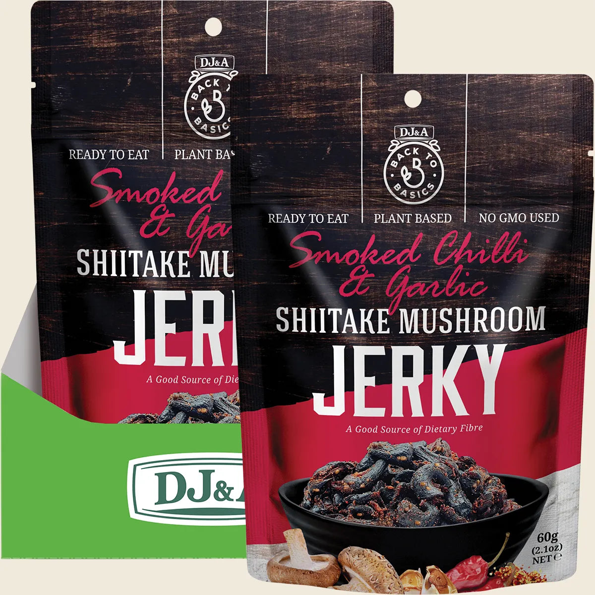 Dj&a Shiitake Mushroom Jerky Smoked Chilli & Garlic 12x60g