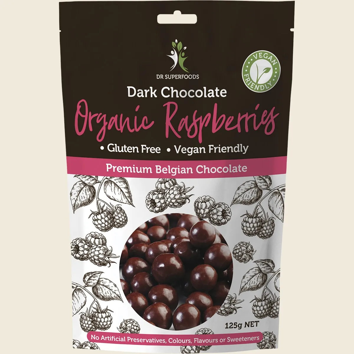 Dr Superfoods Raspberries Organic Dark Chocolate 125g