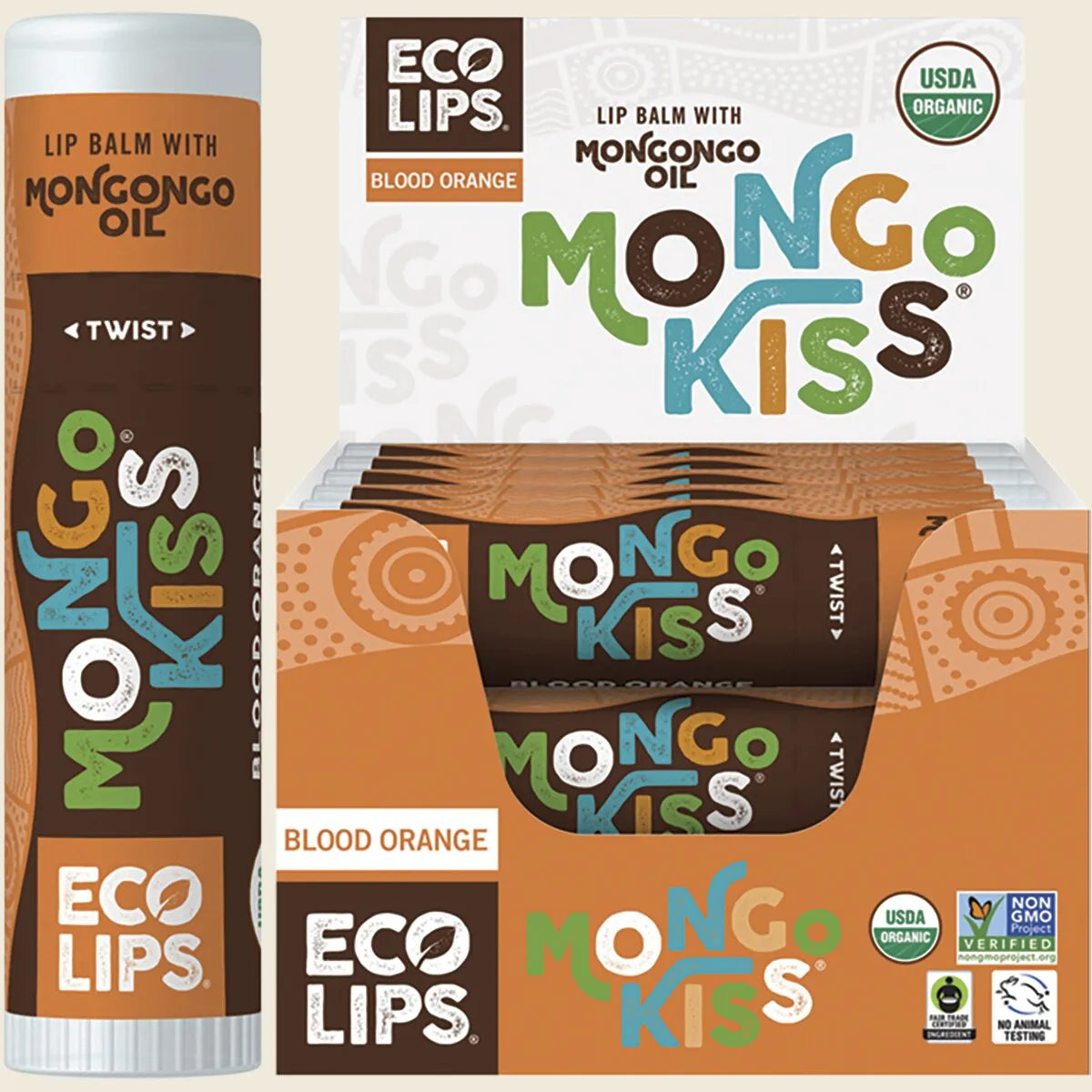 Eco Lips Lip Balm Display Mongo Kiss Blood Orange 15x7g
