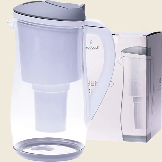 Gentoo Glass Water Filter Jug Grey & White 1500ml