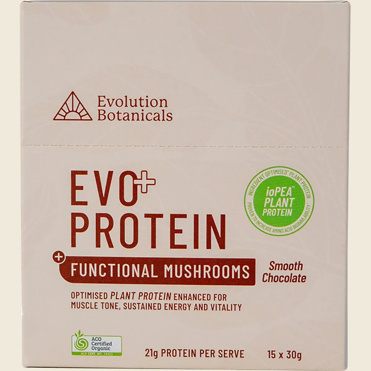 EVO+ Protein Functional Mushrooms Smooth Chocolate 15x30g