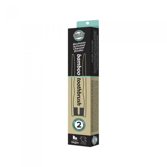 Essenzza Fuss Free Naturals Bamboo Toothbrush With Activated Charcoal Bristles Soft X 2 Pack