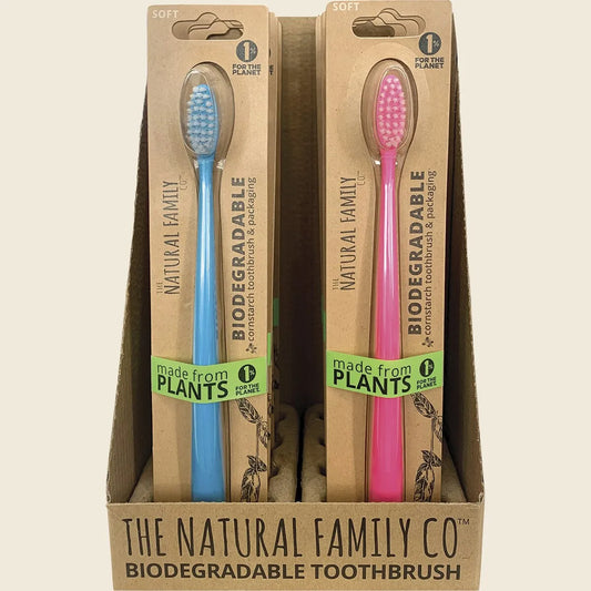 The Natural Family Co. Bio Toothbrush Neon Mixed X 8 Display (contains: Up To 6 Different Neon Colours - Supplied At Random)