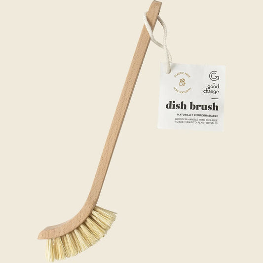 Dish Brush Wooden Handle, Plant Bristles