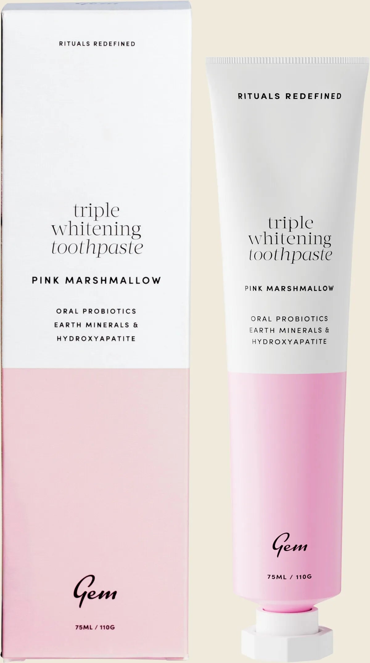 Gem Toothpaste Triple Whitening Pink Marshmallow 110g