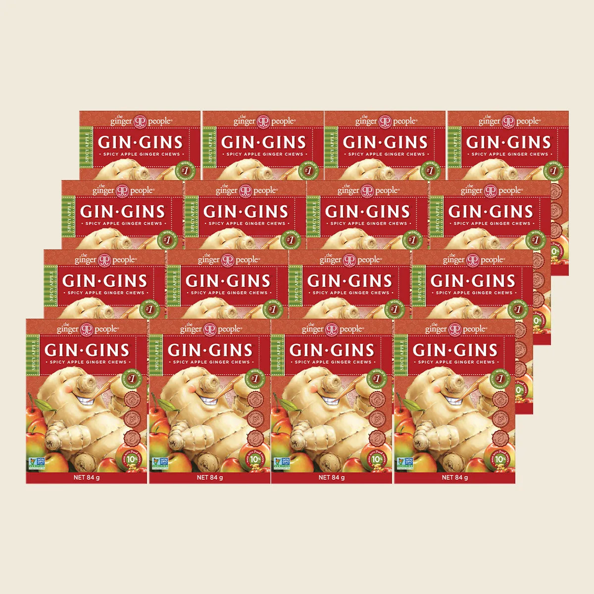 Gin Gins Ginger Candy Chews Spicy Apple 12x84g