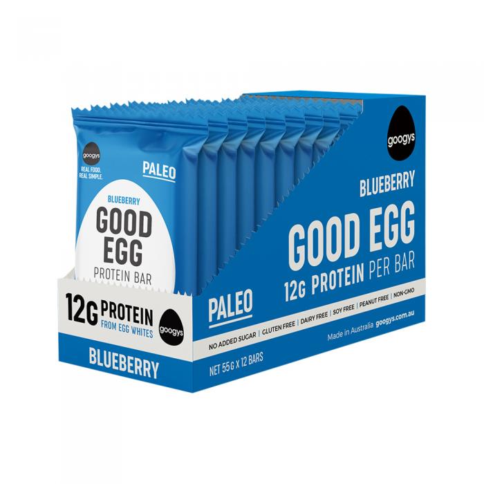 Googys Good Egg Protein Bar Blueberry 55g X 12 Display
