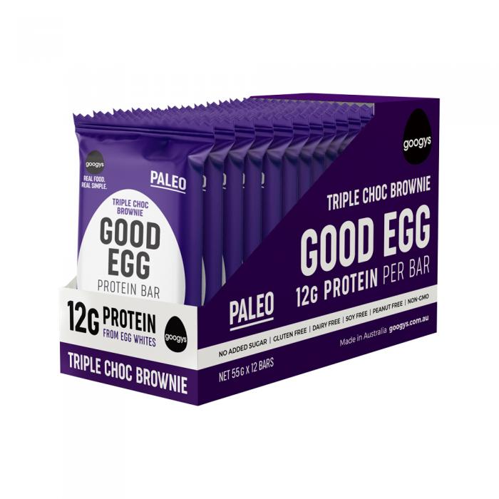 Googys Good Egg Protein Bar Triple Choc Brownie 55g X 12 Display