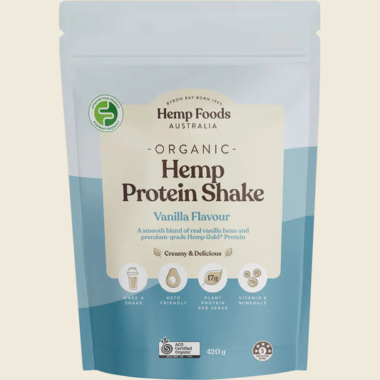 Hemp Foods Australia Organic Hemp Protein Shake Vanilla Bean 420g
