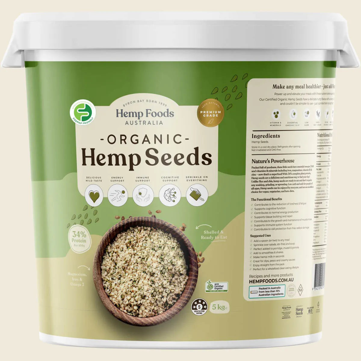Organic Hemp Seeds Hulled 5kg