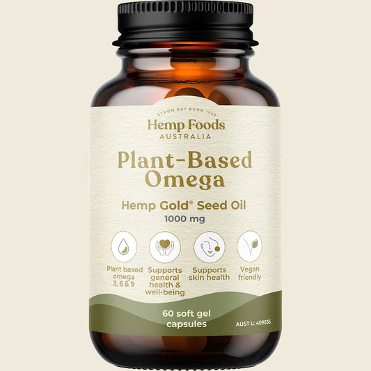 Hemp Foods Australia Plant-based Omega Hemp Gold Seed Oil Capsules 1000mg 60c