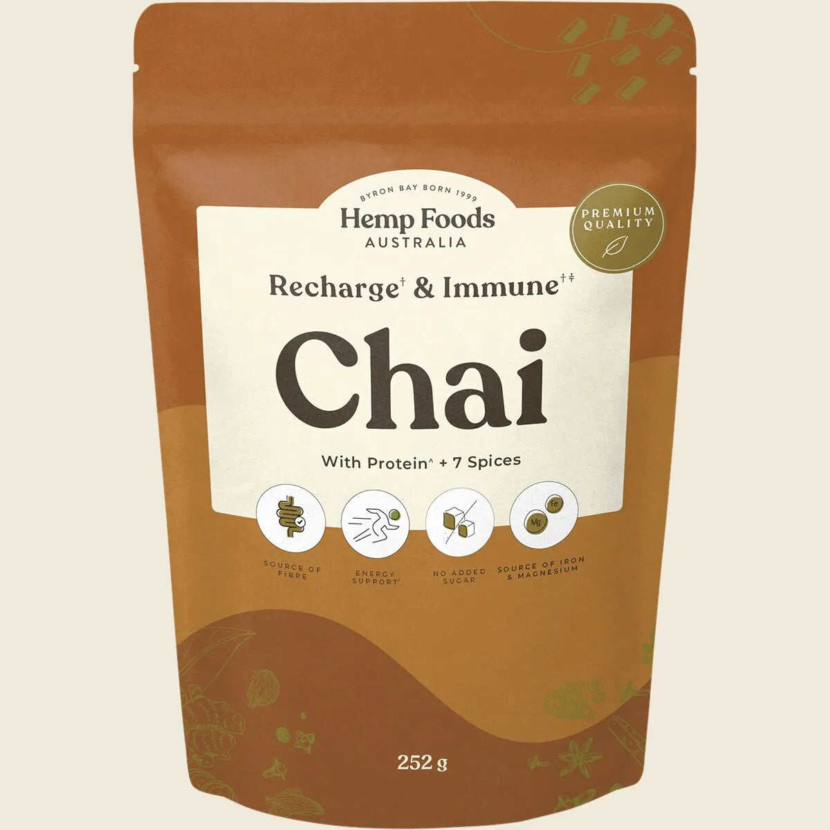 Hemp Foods Australia Chai Recharge + Immune With Protein + 7 Spices 252g