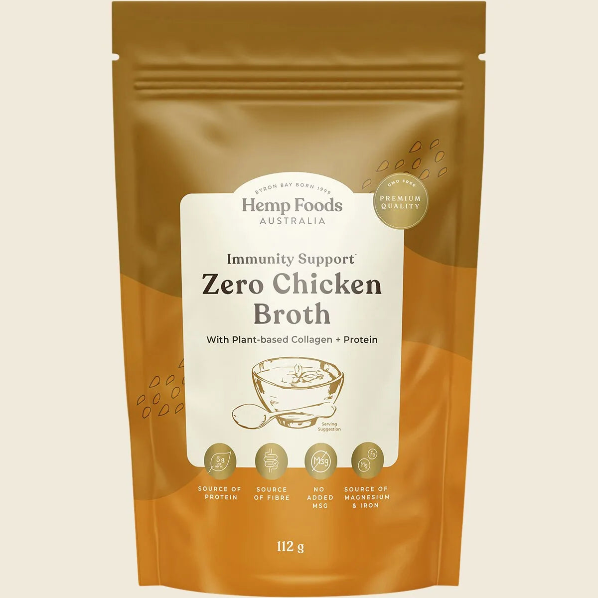 Hemp Foods Australia Broth Zero Chicken (vegan) Immunity Support With Plant-based Collagen + Protein 112g