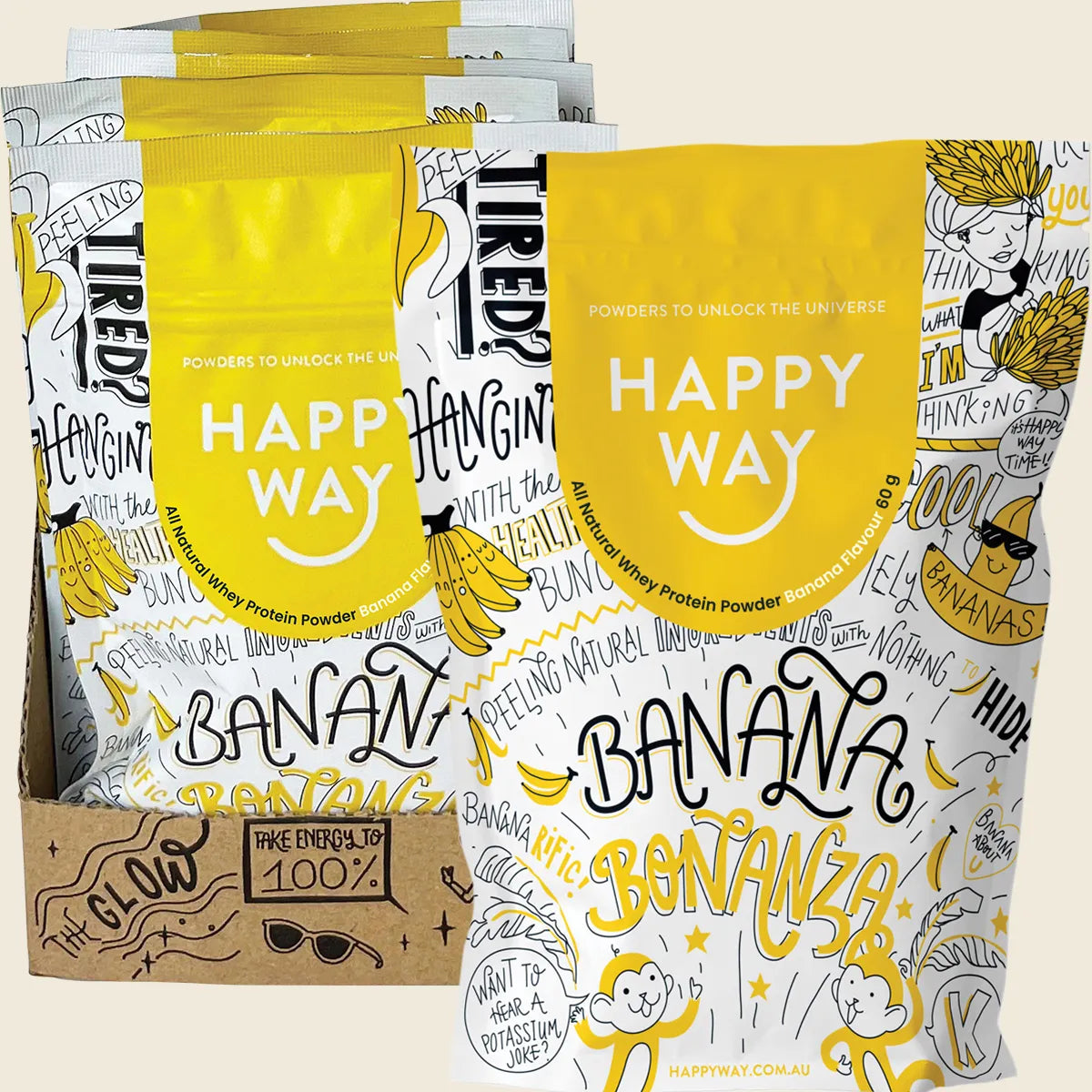 Happy Way Whey Protein Powder Banana 6x60g