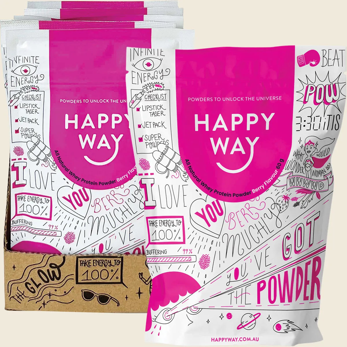 Whey Protein Powder Berry 6x60g