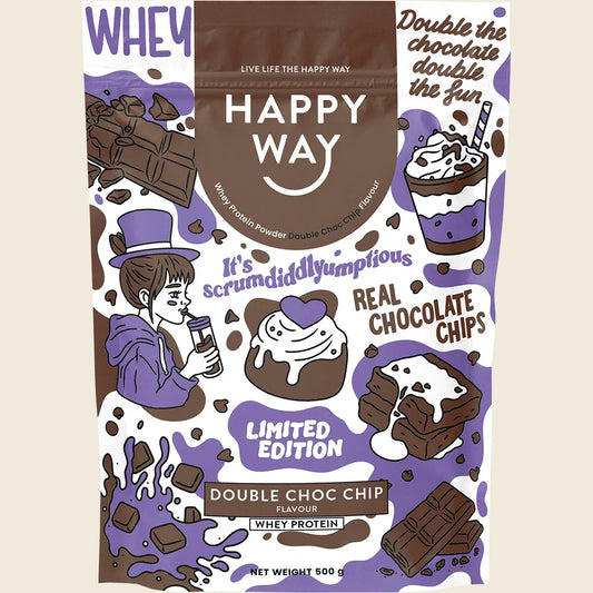 Happy Way Whey Protein Powder Double Choc Chip 500g