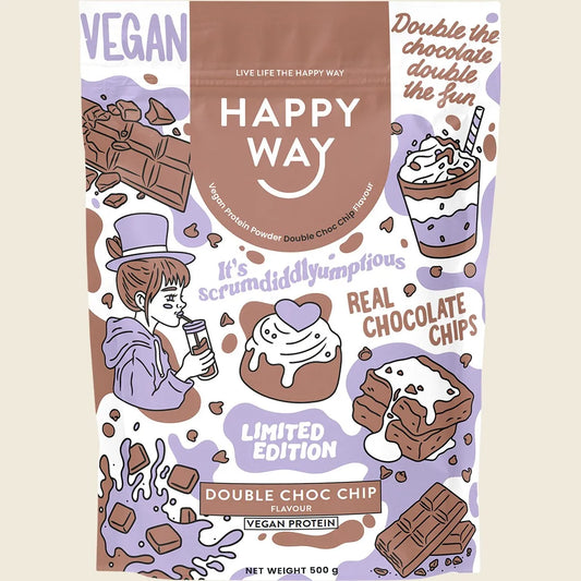 Happy Way Vegan Protein Powder Double Choc Chip 500g