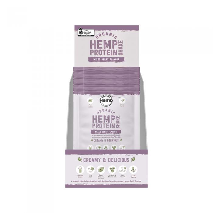 Hemp Foods Australia Organic Hemp Protein Shake Mixed Berry Sachet 35g X 7 Display