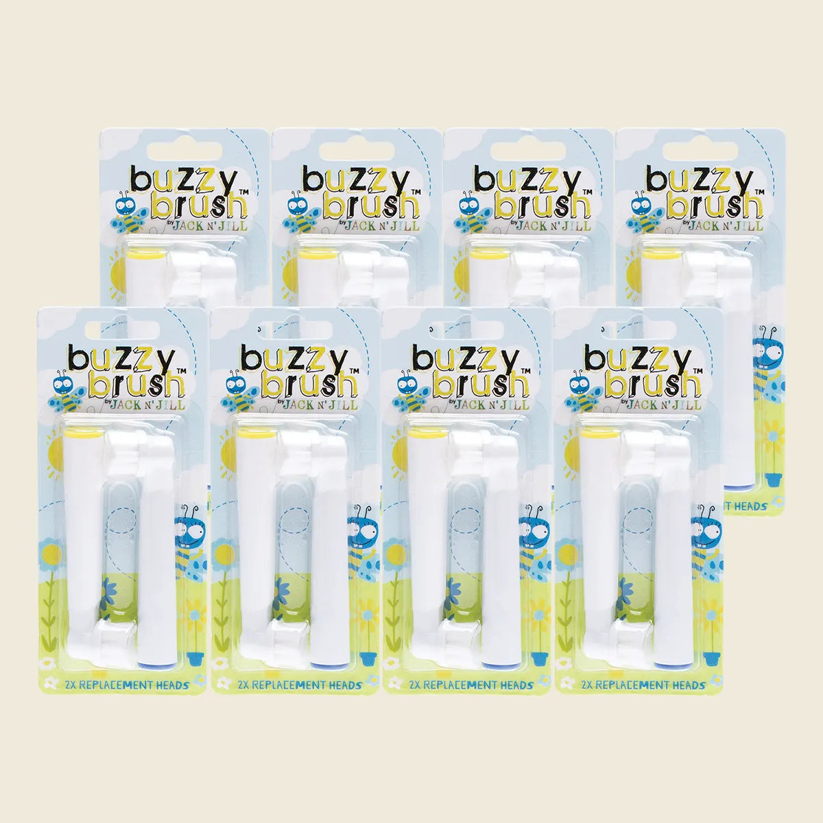 Replacement Heads Buzzy Brush 8x2pk