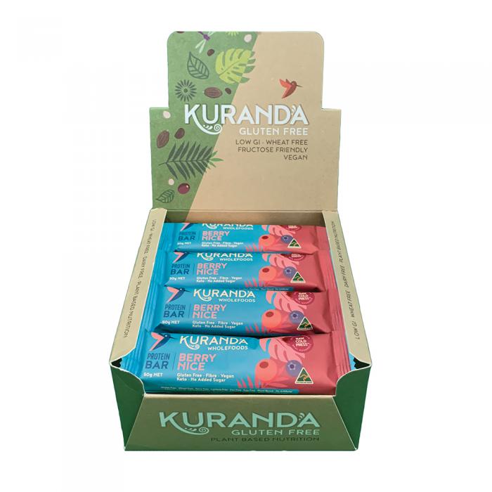 Kuranda Wholefoods Gluten Free Protein Bars Berry Nice 50g X 16 Display
