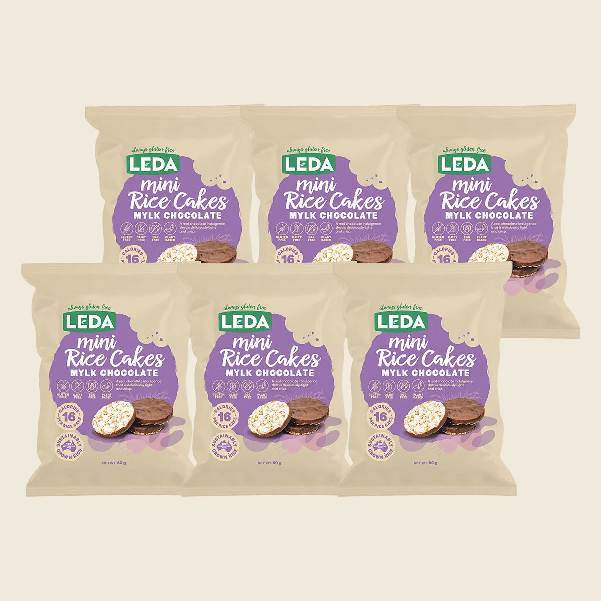 Mini Rice Cakes Dark Chocolate 6x60g