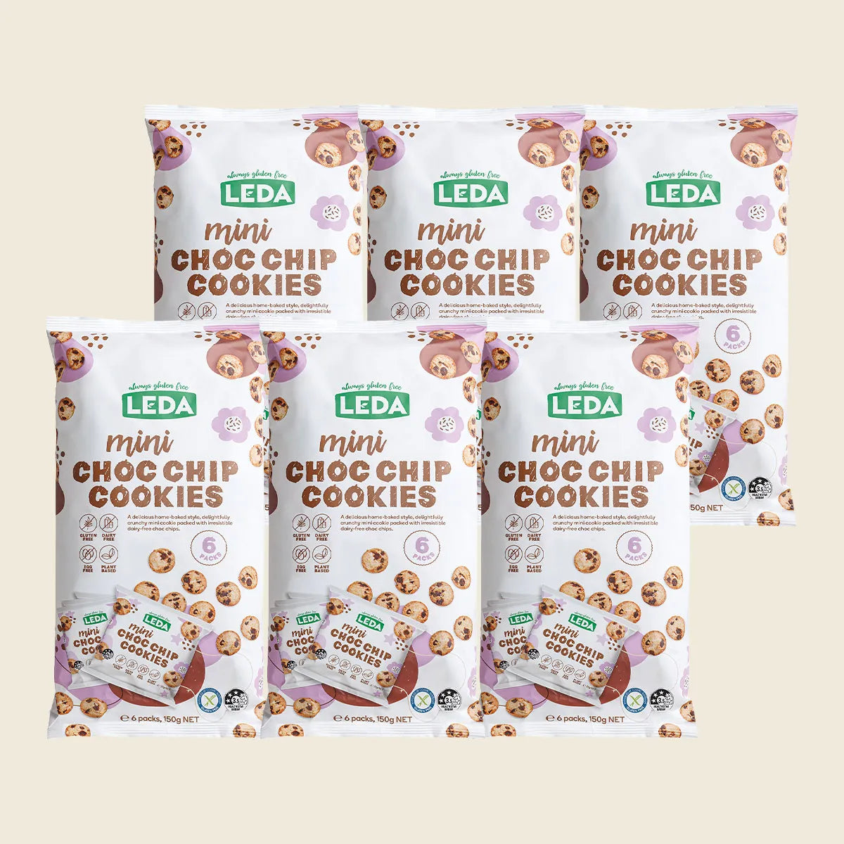 Leda Mini Choc Chip Cookies 6 Pack 6x150g