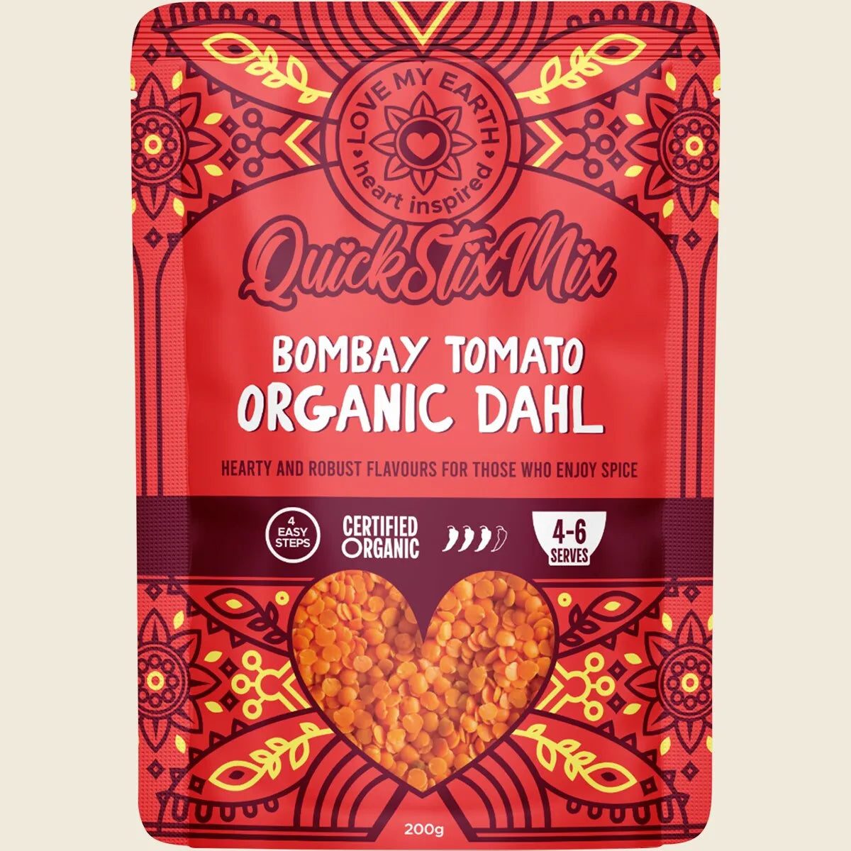 Love My Earth Quick Stix Mix Organic Dahl Bombay Tomato 200g