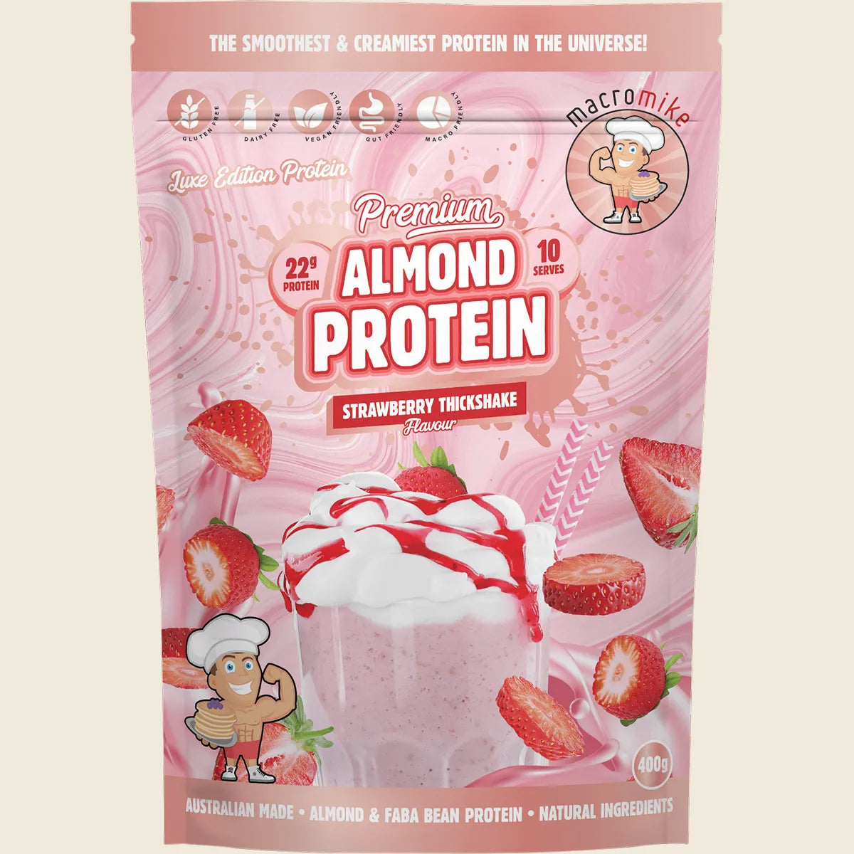 Premium Almond Protein Strawberry Thick Shake 400g
