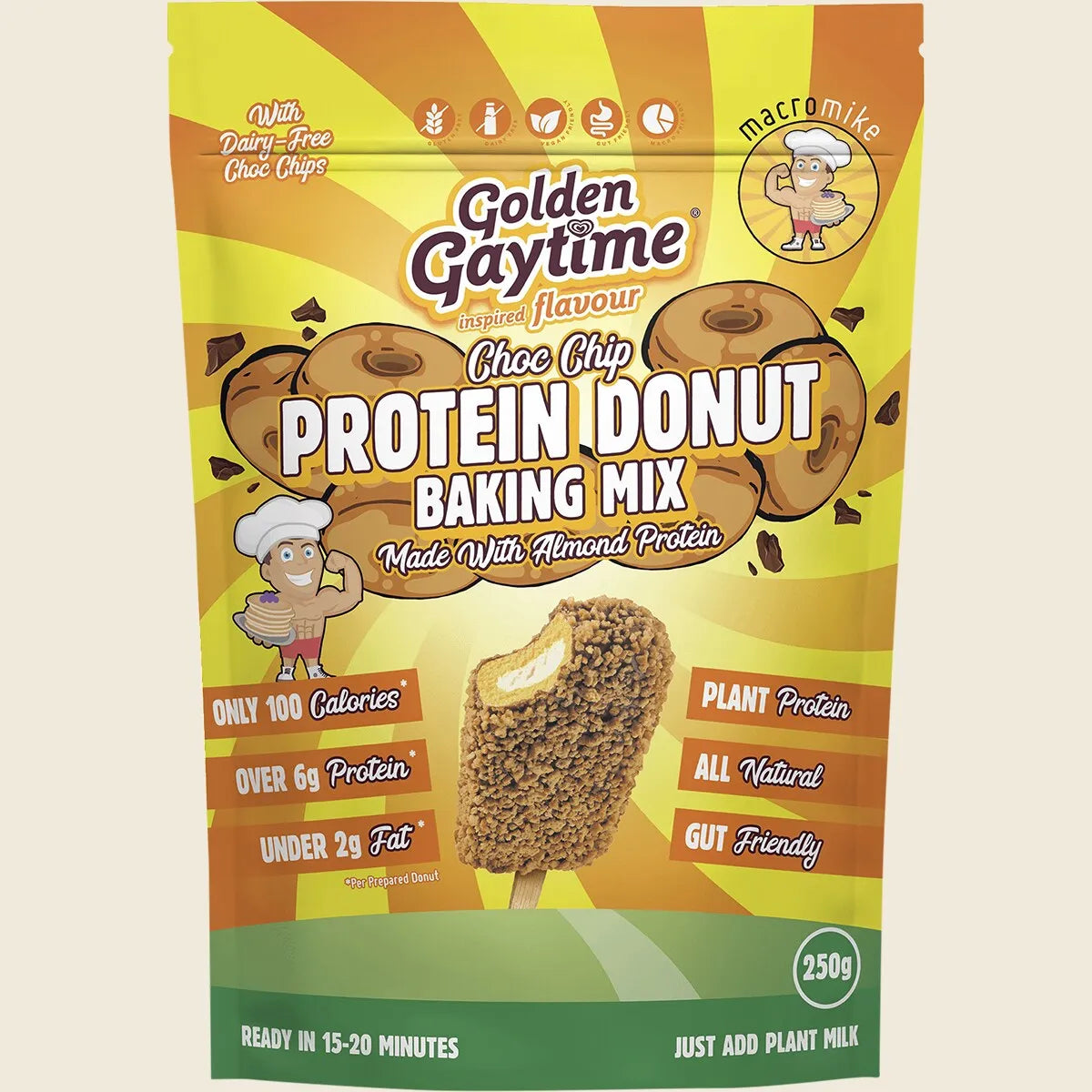 Protein Donut Baking Mix Golden Gaytime Choc Chip 250g