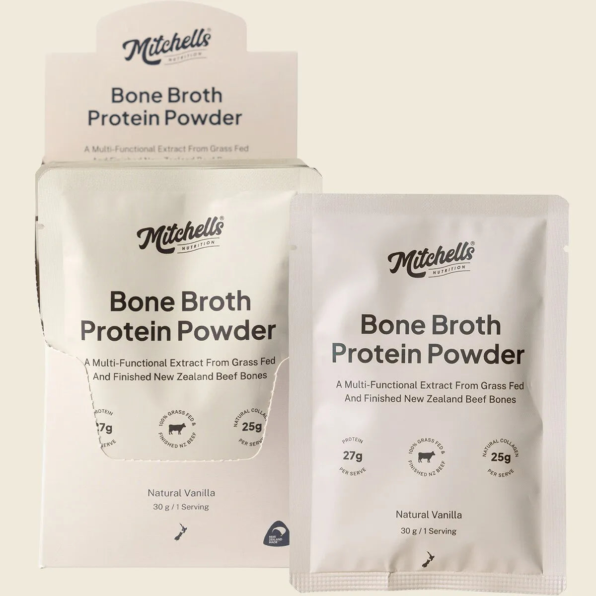 Mitchells Nutrition Bone Broth Protein Powder Vanilla 10x30g