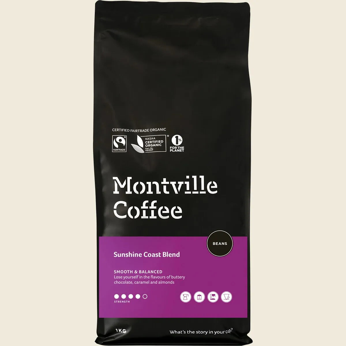 Montville Coffee Organic Sunshine Coast Blend Beans 1kg
